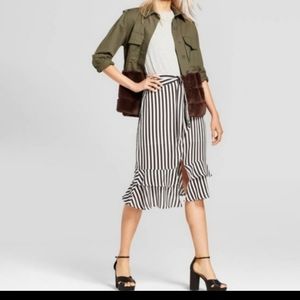 Who What Wear Striped Midi Skirt